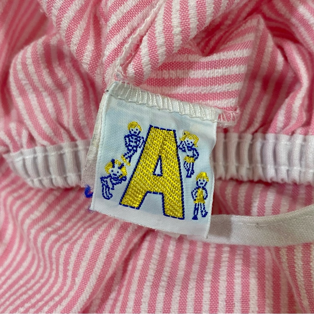 Vintage 80’s Pink Striped Smocked Romper 3T 2T Playsuit Summer Embroidered - Picture 12 of 12